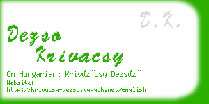 dezso krivacsy business card